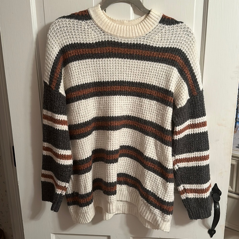 American Eagle Waffle Knit Striped Sweater | Size S
